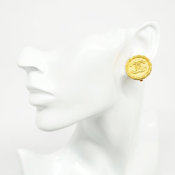 CHANEL Gold Logo Earrings - Picture 6 of 9